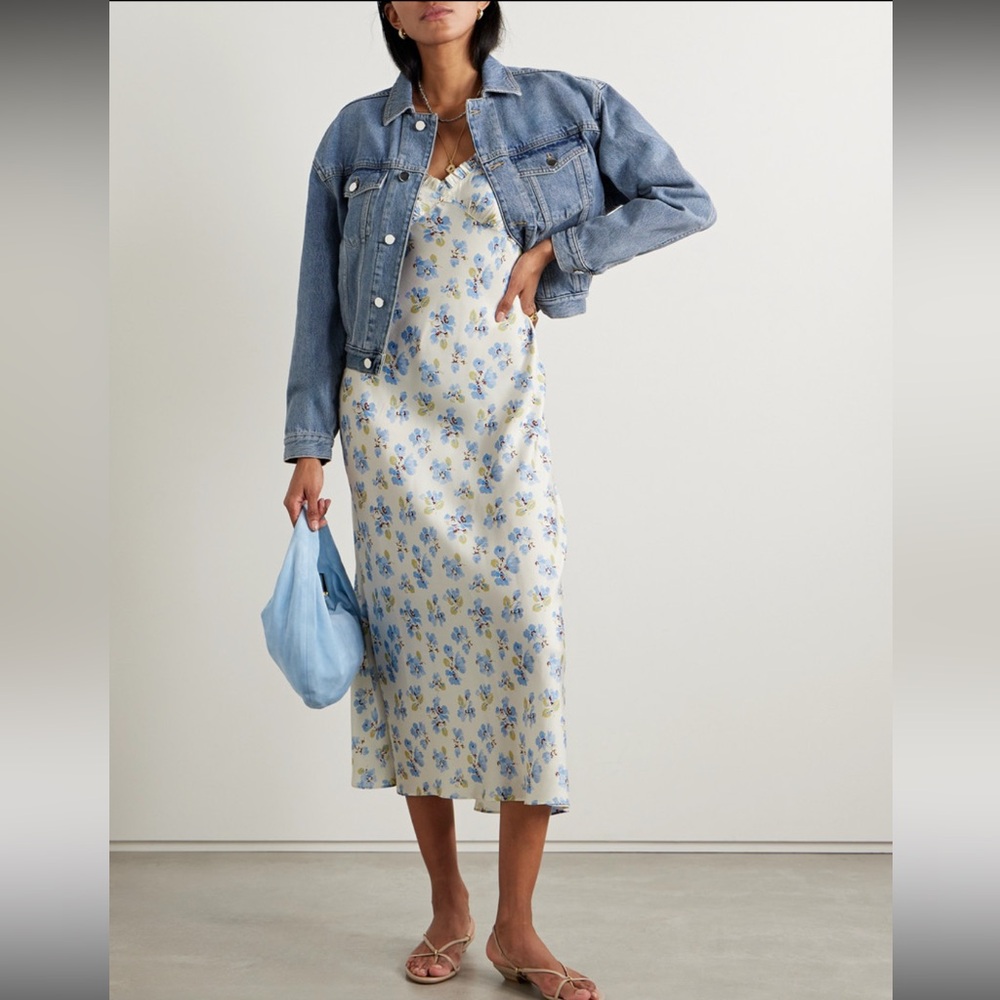 NWT DÔEN Sandia Blue Floral Spaghetti Strap Dress